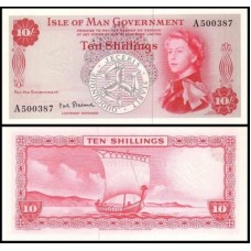 Isle Of Man Ilha Do Homem P-24b Fe 10 Shillings 1967 Rainha ♛