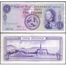 Isle Of Man Ilha Do Homem P-25a Sob 1 Pound 1961 Rainha ♛