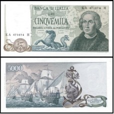 Italy Itália P-102a S/Fe 5.000 Lire 1971 Cristóvão Colombo