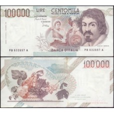 Italy Itália P-110a.2 Sob 100.000 Lire 1983 Caravaggio