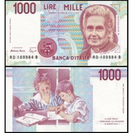 Italy Itália P-114b Fe 1.000 Lire 1994 Maria Montessori