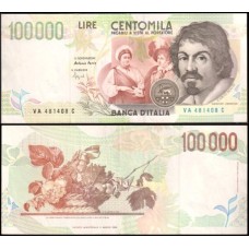 Italy Itália P-117a.1 Sob 100.000 Lire 1994 Caravaggio