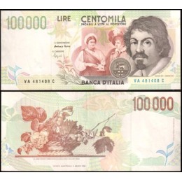 Italy Itália P-117a.1 Sob 100.000 Lire 1994 Caravaggio