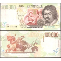 Italy Itália P-117b.1 Sob 100.000 Lire 1994 Caravaggio