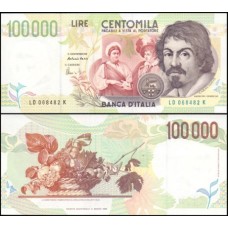 Italy Itália P-117b.2 Fe 100.000 Lire 1994 Caravaggio