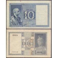 Italy Itália P-25a Mbc 10 Lire 1935 Vittorio Emanuele III