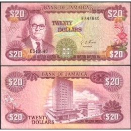 Jamaica P-63 Mbc 20 Dollars ND (1977) Noel Newton "Crab" Nethersole
