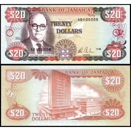 Jamaica P-72a Fe 20 Dollars 1985 Jamaica P-72a Fe 20 Dollars 1985