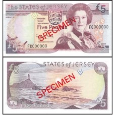 Jersey Ilhas Jersey P-21s Fe 5 Pounds 1993 Spécimen Rainha ♛