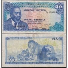 Kenya Quênia P-13d Mbc 20 Shillings 1977 Jomo Kenyatta