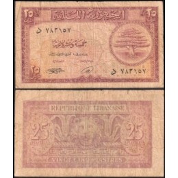 Lebanon Líbano P-42a.2 Bc 25 Piastres 1950