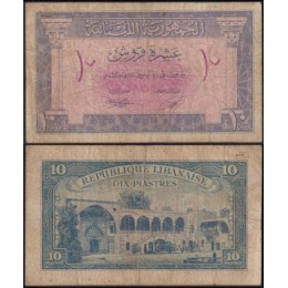 Lebanon Líbano P-47 Mbc 10 Piastres 1950