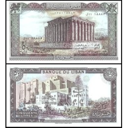 Lebanon Líbano P-65c.2 Fe 50 Livres 1985