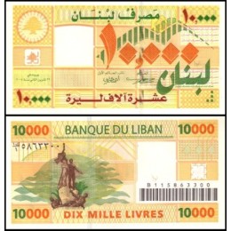 Lebanon Líbano P-86a Fe 10.000 Livres 2004