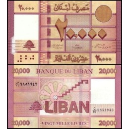 Lebanon Líbano P-93a Fe 20.000 Livres 2012