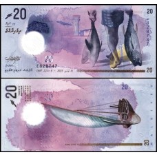 Maldives Ilhas Maldivas P-34a Fe 20 Rufiyaa 2025/2026 Polímero
