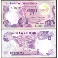 Malta P-35a Sob 5 Lira L.1967 ND (1979)