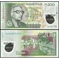 Mauritius Ilhas Maurício P-65Ba Fe 200 Rupees 2024/2025 Polímero