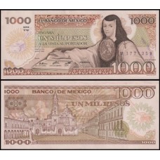 México P-81a.6 Fe 1.000 Pesos 1984 Sóror Juana México P-81a.6 Fe 1.000 Pesos 1984 Sóror Juana