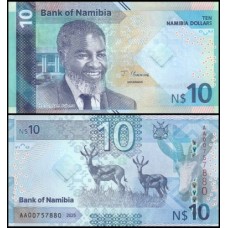 Namíbia P-20a Fe 10 Namibia Dollars 2025 Sam Nujoma