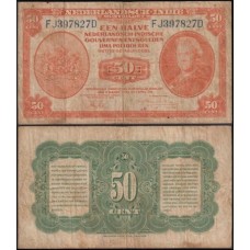 Netherlands Indies Índias Holandesas P-110a Mbc 50 Gulden 1943