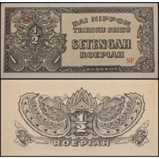 Netherlands Indies Índias Holandesas P-128a S/Fe ½ Roepiah 1944