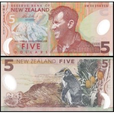 New Zealand Nova Zelândia P-185b.4 Fe 5 Dollars 2006 Edmund Hillary Polímero