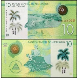 Nicarágua P-209c Fe 10 Córdobas 2022 Polímero
