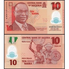 Nigéria P-39n Fe 10 Naira 2024 Polímero