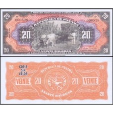 Panamá 20 Balboas 1941 REPRODUÇÃO