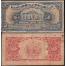 Paraguay Paraguai P-166a Bc 50 Pesos Fuertes 1923