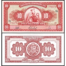 Peru P-84a.4 Fe 10 Soles de Oro 1967