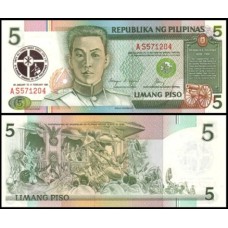 Philippines Filipinas P-179a Fe 5 Piso 1991 Comemorativa