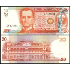 Philippines Filipinas P-182i.2 Fe 20 Piso ND (2002) Manuel Quezón