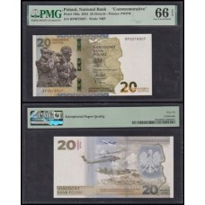 Poland Polônia P-196a Fe 20 Zlotych 2022 Comemorativa Certificada PMG 66