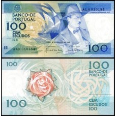 Portugal P-179a.5 Fe 100 Escudos 1986 Fernando Pessoa 