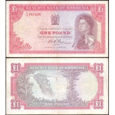 Rhodesia Rodésia P-28d Mbc/S 1 Dollar 1968 Rainha ♛
