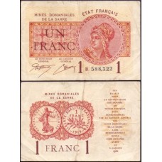 Saar Sarre P-2a Mbc 1 Franc ND (1919) 
