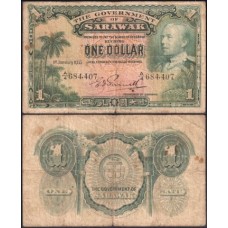 Sarawak P-20a Bc 1 Dollar 1935 Charles Vyner Brooke
