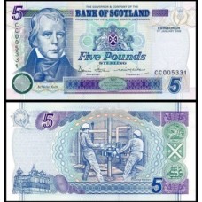 Scotland Escócia P-119e Fe 5 Pounds 2006 Sir Walter Scott Comemorativa