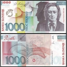 Slovenia Eslovênia P-26 Fe 1.000 Tolarjev 2001 France Prešeren Comemorativa 