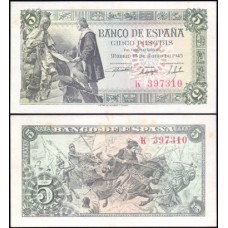 Spain Espanha P-129a.2 S/Fe 5 Pesetas 1945 Rainha Isabel I de Castela
