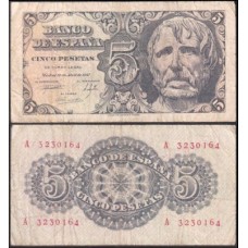 Spain Espanha P-134a Mbc 5 Pesetas 1947 Sêneca