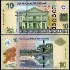 Suriname P-163d Fe 10 Dollars 2020