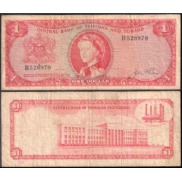 Trinidad & Tobago P-26a Mbc 1 Dollar L.1964 Rainha ♛