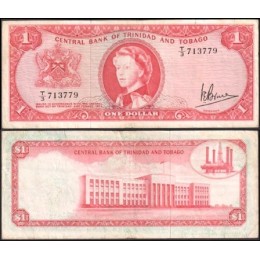 Trinidad & Tobago P-26c Mbc 1 Dollar L.1964 Rainha ♛