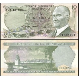 Turkey Turquia P-180a.2 Fe 10 Lira 1966 Kemal Atatürk