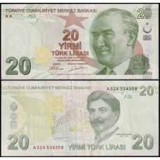 Turkey Turquia P-224a Sob 20 Lira 2009 Kemal Atatürk Turkey Turquia P-224a Sob 20 Lira 2009 Kemal Atatürk