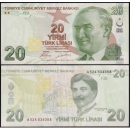 Turkey Turquia P-224a Sob 20 Lira 2009 Kemal Atatürk