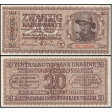 Ukraine Ucrânia P-53a Fe 20 Karbowanez 1942